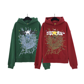 SP5DER Spiderweb Print Oversized Hooded Sweatshirt-4604